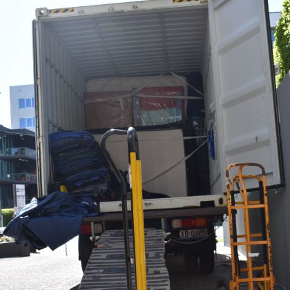Long distance move image of our truck being loaded